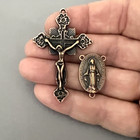 Copper 6 Pc Virgin Mary Miraculous Medal Centerpiece   1 75  Rosary Crucifix