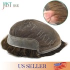 French Lace Front Mens Toupee Poly Skin Hairpieces Human Hair Replacement System