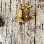 Brass Anchor Ship Bell W  Rope Lanyard - Nautical Wall Decor - Tiki Bar