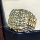 Qusiioslk Hip Hop Iced Out Cz Simulated Full Diamond Ring 14k Gold 8  White