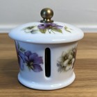 Stamp Holder Roll Dispenser House Of Prill Porcelain Floral Brass Finial Vtg