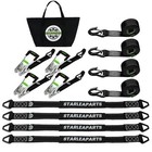 Car Tie Down Straps For Trailers With J Hooks 4pk  - 10 000lb Break Black