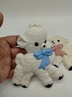 Homco Vintage Boy   Girl Baby Lambs Nursery Pink Blue Wall Art Decor Animal Pair