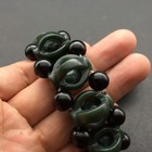 Chinese Hand Carved Jade Hollow Head Bead Natural  Hetian Jade  Bracelet