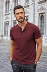 Coofandy Mens Henley Shirts Short Sleeve Button T Shirt Casual Summer Basic Tee