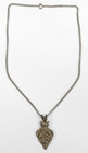 Vintage Native American Arrowhead Pewter Silver Tone Pendant 18  Necklace