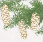 Caspari Pinecones Paper Cocktail Napkins In Ivory - 20 Per Package