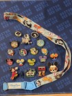 Authentic Disney Parks 18 Lot Pin Lanyard Mickey Olaf Chip   Dale Ariel Flounder
