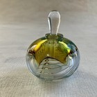 Robert Burch Hand Blown Art Glass Perfume Bottle W Controlled Bubbles   Stopper