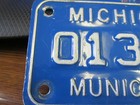 Scarce 1973 Michigan Sheriff police Motorcycle License Plate-excellent Condition
