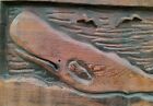 Vintage American Large Folk Art Marine Wood Carving  whale sea Gulls signed  wh 