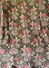 Antique French Botanical Floral Cotton Fabric   Red Rose Pink Brown Tan