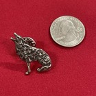 Sterling Silver 925 Pewter Sitting Howling Wolf Lapel Pin Brooch