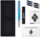 Fountain Pen Set  Medium Nib  6 Ink   Converter  Gift Case   sky Blue 