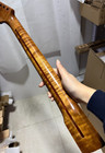 Aaa Round 22 Frets Roasted Flame Maple Electric Guitar Neck Gloss For Diy Parts