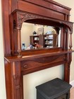 Gorgeous 1800 s Antique Mahogany Fireplace Mantel  2 Pieces  With Beveled Mirror