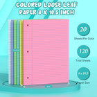 120 Sheets Loose Leaf Paper 8 X 10 5  6 Colors Lined Paper College Ruled  3-hole