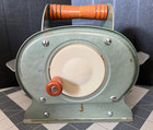 Vintage Johnson Hand Crank Automatic Card Shuffler Green Metal Wood Usa