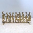 Vintage Jerusalem Brass Klezmer Band Menorah 9 Candle Chanukiah Israel Folk Art