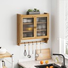 Glass Door Vintage Double Door Wall Cabinet For Bathroom  Kitchen  Dining Room
