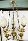 Vintage Brass Mermaid Ceiling Pendant Light - Art Deco Chandelier Lamp Fixture