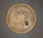 1884 Portuguese India 1 4 Tanga Quarter De Tanga Copper Coin 