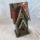 Glitzhome 11 93  Tall Hanging Green Hand Painted Wood Bird House Feeder Nest New