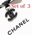 Authentic Chanel Beauty Vip Gift Black Satin Double C Charm Set Of 3 New Japan 