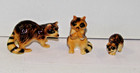 Vintage Hagen-renaker Well Detailed Brown 3 Piece Ceramic Raccoon Family
