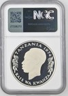 Tanzania 50 Shilingi Silver Proof Crown 1974 Ngc Pf-68 Ucam Rhiniceros