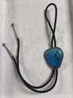 Vintage Sterling Silver Turquoise Bolo Tie Huge Cabochon Signed J 60g