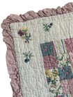Vintage Pink Patchwork Embroidered Flowers Baby Crib Nursery Quilt Wall Hanging