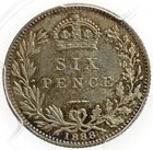 1888 Silver Great Britain 6 Pence Queen Victoria Coin Pcgs Mint State 64