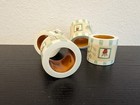 4 Piece Napkin Ring Set-hand Painted Bakelite Type Green White Stripe Ferns Vgc