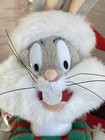 Vintage Christmas Bugs Bunny Looney Tunes Plush Wearing Red Santa Hat Presents