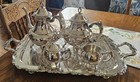 Vintage Oneida Usa Silver Plated Ornate Georgian Scroll   Tea Set tray