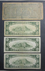  set Of 4 Different  Us  10 Notes  Gold Certificate confederate silver Cert  frn