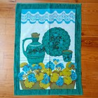 Vintage Italian Tea Towel Wall Art Set Of 2 Linen Novelty Floral Geranium New