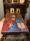 Christ Blessing Orthodox Icon Gold Leaf Flat Wood  handmade   18x25cm