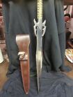 Long Medieval Warrior Sword With Leather  Sheath   Buckle Carbon Steel 28  Wow 