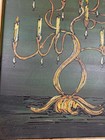 Large Vintage Mid Century Modern Textured Candelabra Painting Impasto Abstract