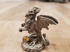 Rare Vintage Pewter Dragon With Gem Signed By Yahre - 1991 Ridolfi Mini Figure