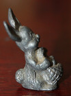Miniature Pewter Rabbit Holding Easter Basket