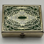 Beautiful Vintage Embossed Green   Goldtone 1 5    Pill Box Ornate Decorative Box
