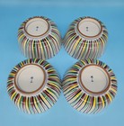 4 Vtg Japanese italian Porcelain Bowls Marked Colorful Stripes Hand Paint Unique
