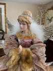 Victorian Christmas Angel Tree Topper Pink Rose Gold And White Elegant Gown 16   
