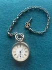 Antique Swiss 800 Silver Open Face Pocket Watch Gold  Details Working Condition