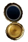 Vintage Stratton England Ladies Powder Compact Mirror Gold Enameled Floral