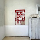 Gorgeous Antique   Vintage French Embroidered Embroidery Sampler Red And White 