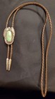 Men s Vintage Sterling South West  Leather Bolo Tie Oval Slide Silver-tone Tips